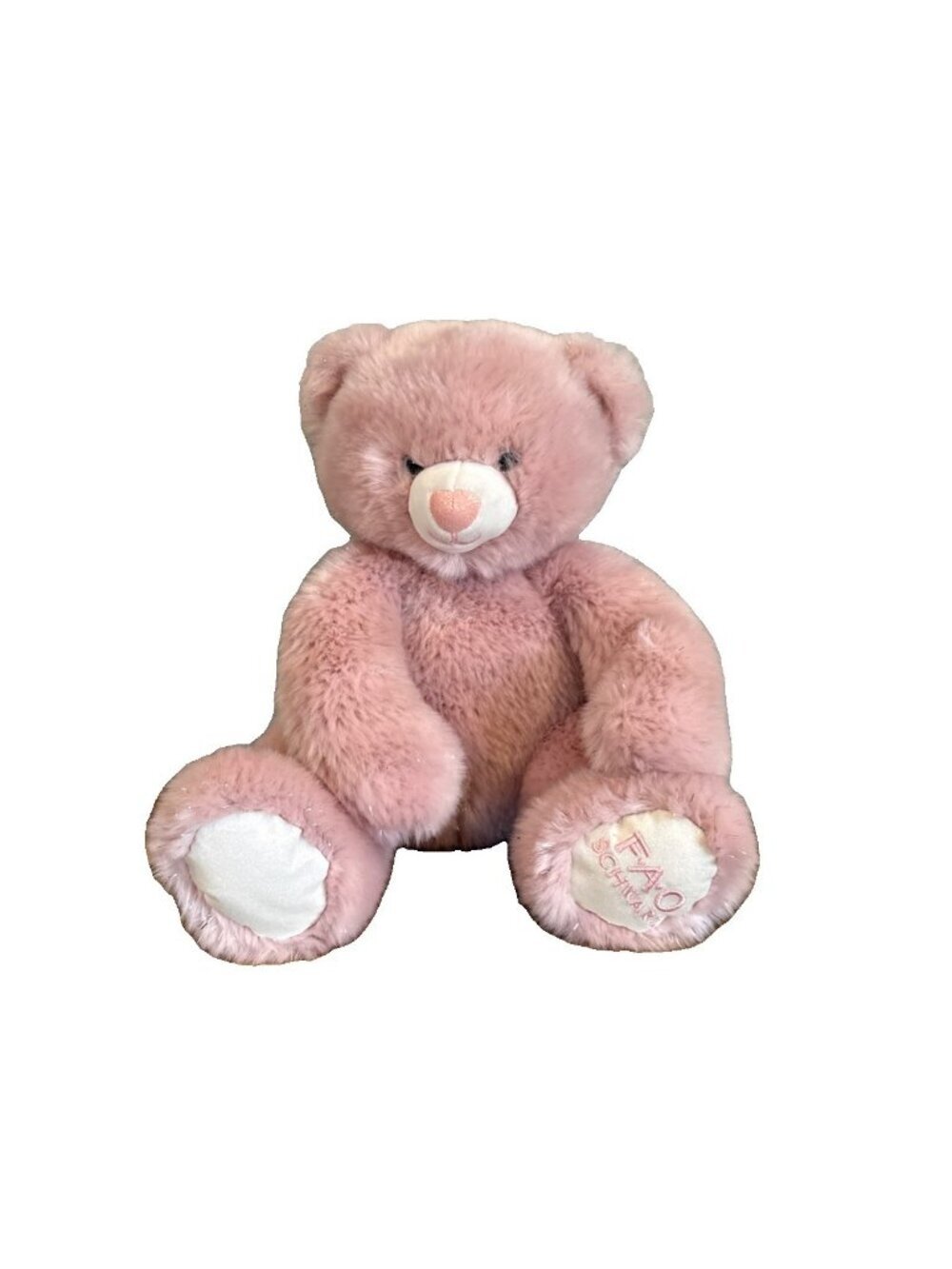 FAO Schwarz Plush Pink Sparkle Teddy Bear 10" Stuffed Animal Pink Glitter 2020